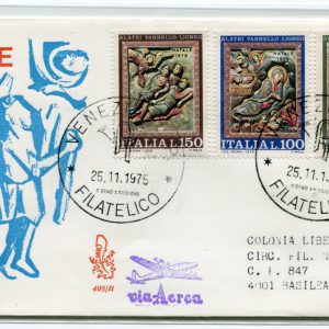 Italia FDC Venetia 1975 Natale  viaggiata Racc. per l'estero