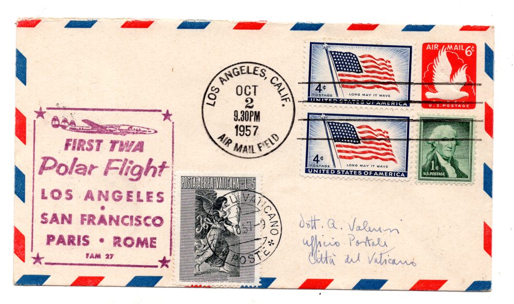Primo volo T.W.A. Los Angeles/Citta' del Vaticano del 2.10.57