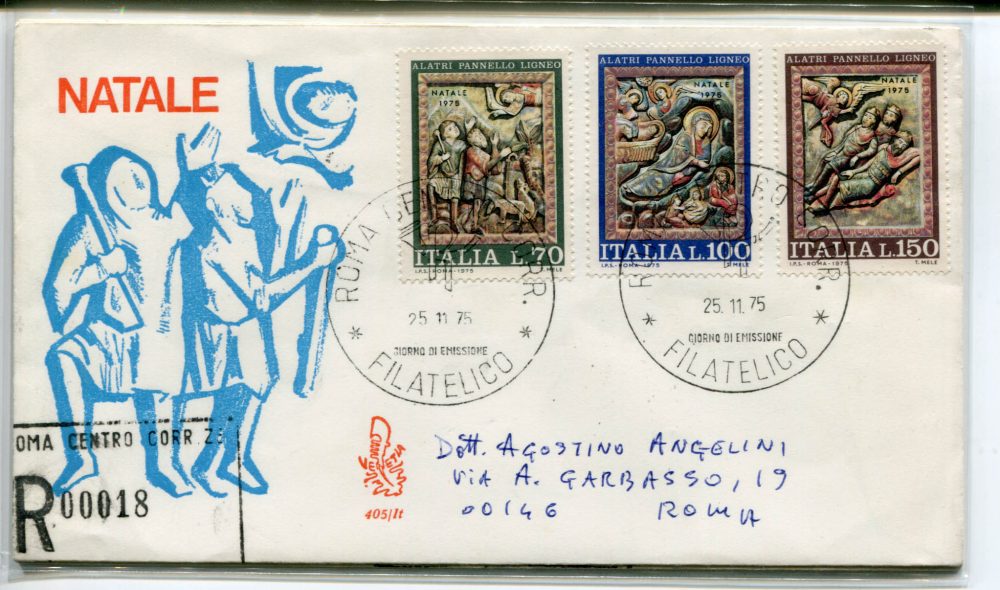 Italia FDC Venetia 1975 Natale  viaggiata Racc. per l'Italia