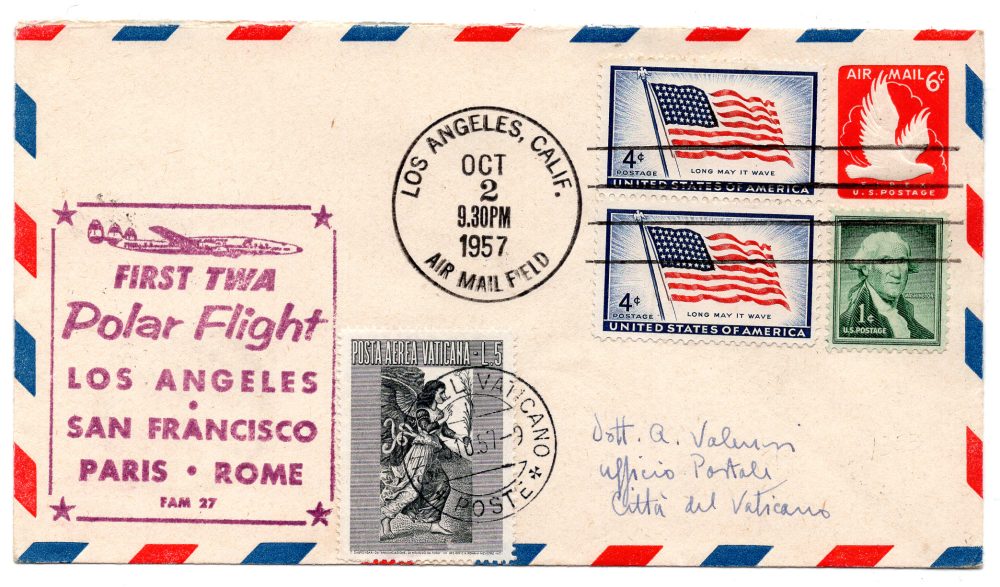Primo volo T.W.A. Los Angeles/Citta' del Vaticano del 2.10.57