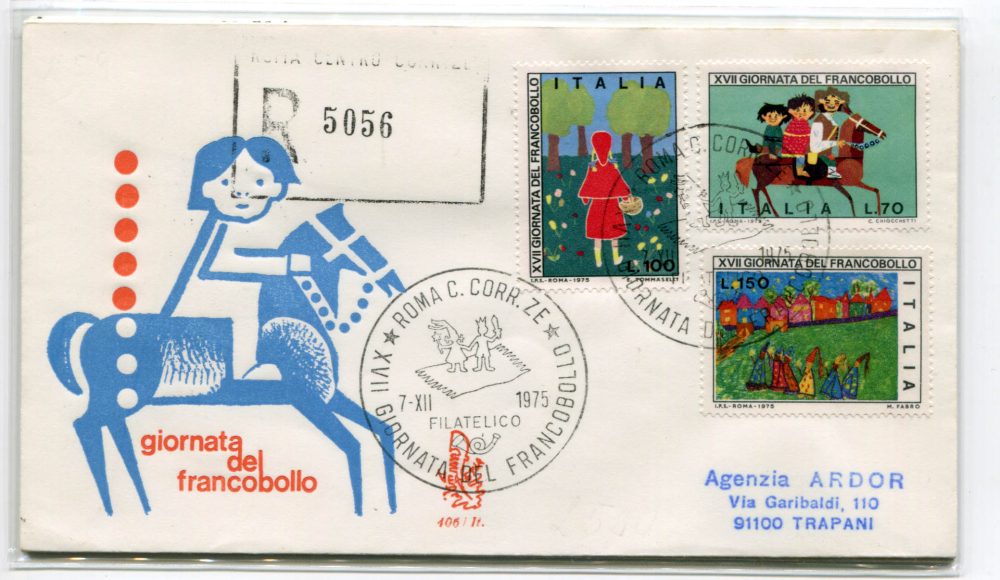 Italia FDC Venetia 1975 Gior. del Francobollo  viaggiata Racc. per l'Italia