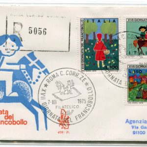 Italia FDC Venetia 1975 Gior. del Francobollo  viaggiata Racc. per l'Italia