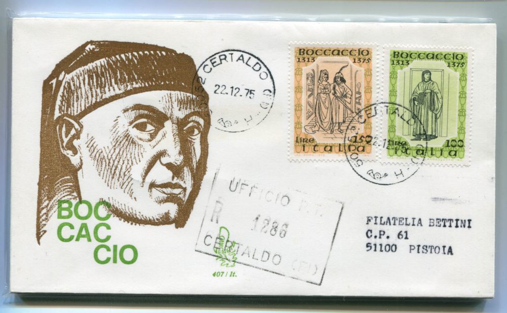 Italia FDC Venetia 1975 Boccaccio  viaggiata Racc. per l'Italia