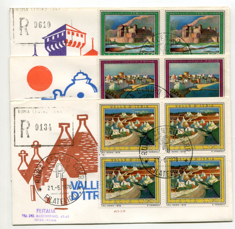 Italia FDC Venetia 1976 Turistica quartina viaggiata Racc. per l'Italia