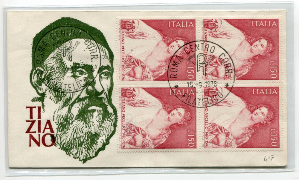 Italia FDC Venetia 1976 Tiziano quartina non viaggiata