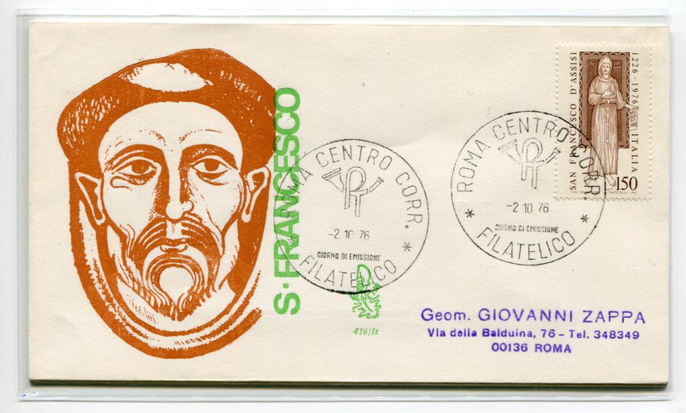 Italia FDC Venetia 1976 S. Francesco  viaggiata  per l'Italia