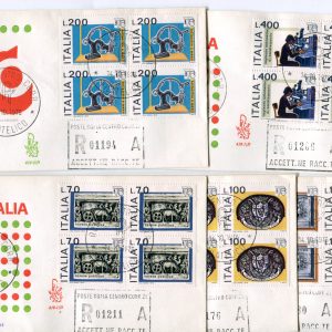 Italia FDC Venetia 1976 Italia '76 quartina viaggiata Racc. per l'Italia