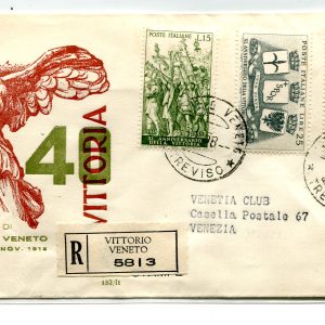 Italia FDC Venetia 1958 Vittoria  viaggiata Racc. per l'Italia