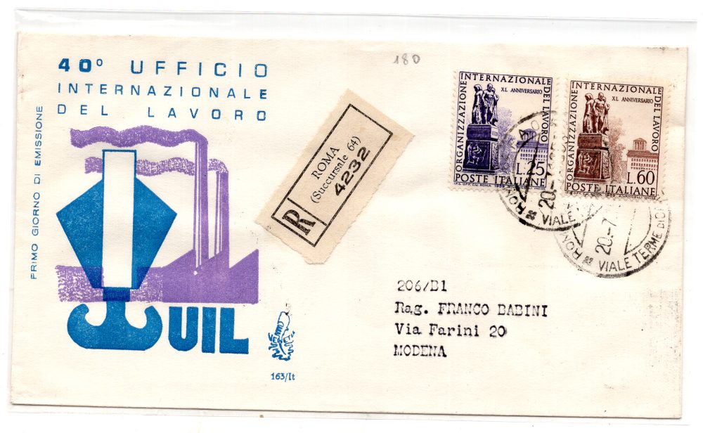 Italia FDC Venetia 1959 OIL  viaggiata Racc. per l'Italia