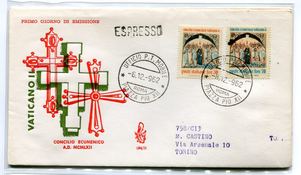 Italia FDC Venetia 1962 Concilio Ecumenico  viaggiata Exp. per l'Italia