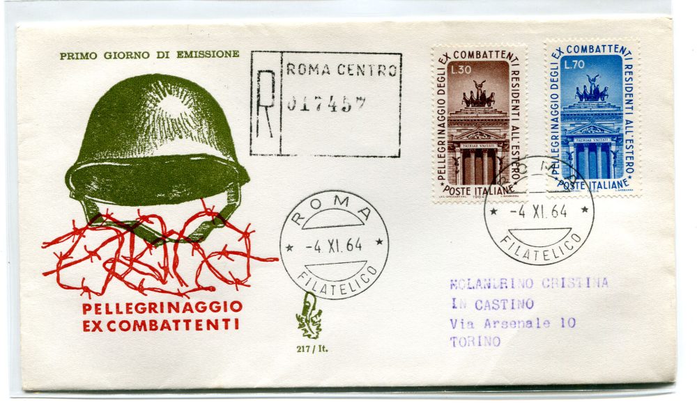 Italia FDC Venetia 1964 Ex Combattenti  viaggiata Racc. per l'Italia