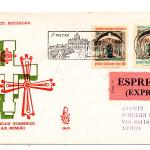 Italia FDC Venetia 1962 Concilio Ecumenico  viaggiata  per l'Italia