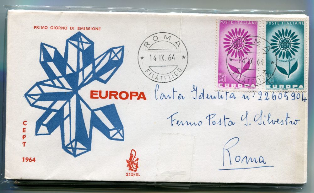 Italia FDC Venetia 1964 Europa  viaggiata  per l'Italia