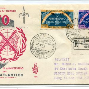 Trieste A FDC Venetia 1953 Patto Atlantico  viaggiata Racc. per l'estero