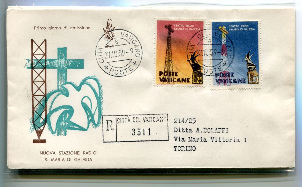 Vaticano FDC Venetia 1959 Radio Maria  viaggiata Racc. per l'Italia