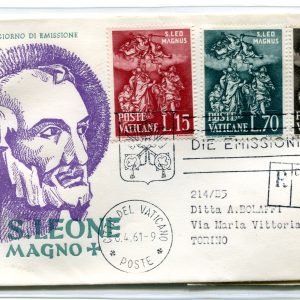 Vaticano FDC Venetia 1961 San Leone  viaggiata Racc. per l'Italia