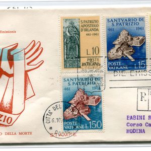 Vaticano FDC Venetia 1961 San Patrizio  viaggiata Racc. per l'Italia