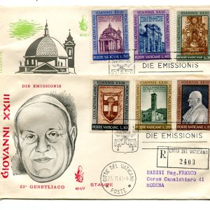 Vaticano FDC Venetia 1961 Papa Giovanni XXIII  viaggiata Racc. per l'Italia