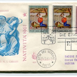 Vaticano FDC Venetia 1961 Natale  viaggiata Racc. per l'Italia