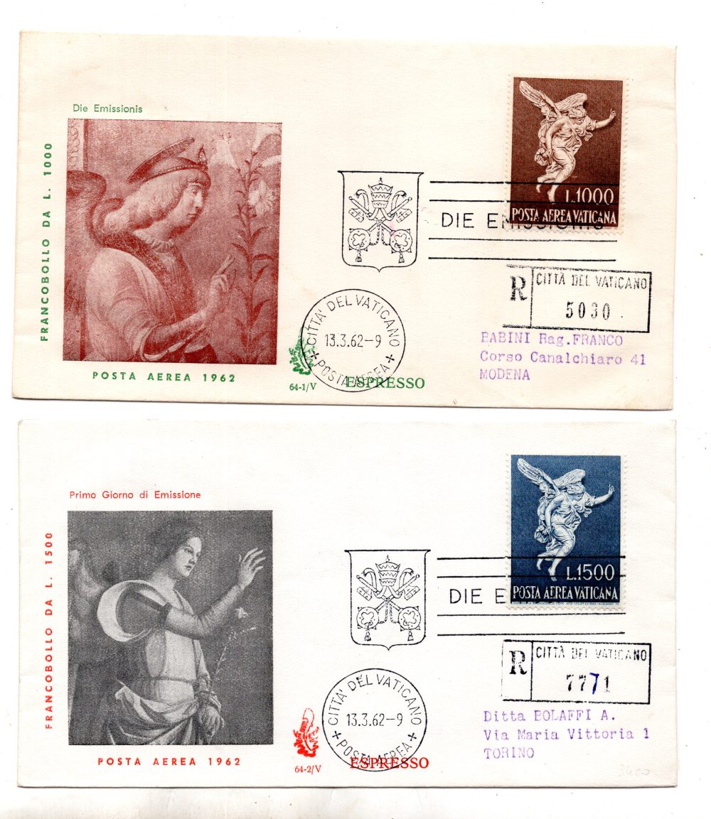 Vaticano FDC Venetia 1962 P.A. Arcangelo  viaggiata Racc. per l'Italia