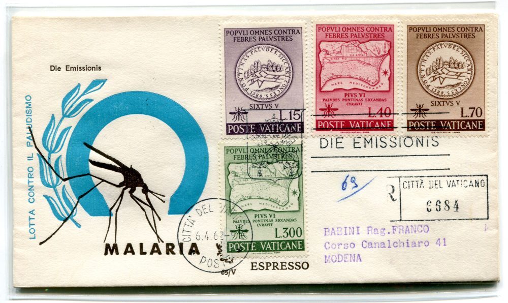 Vaticano FDC Venetia 1962 Malaria  viaggiata Racc. per l'Italia