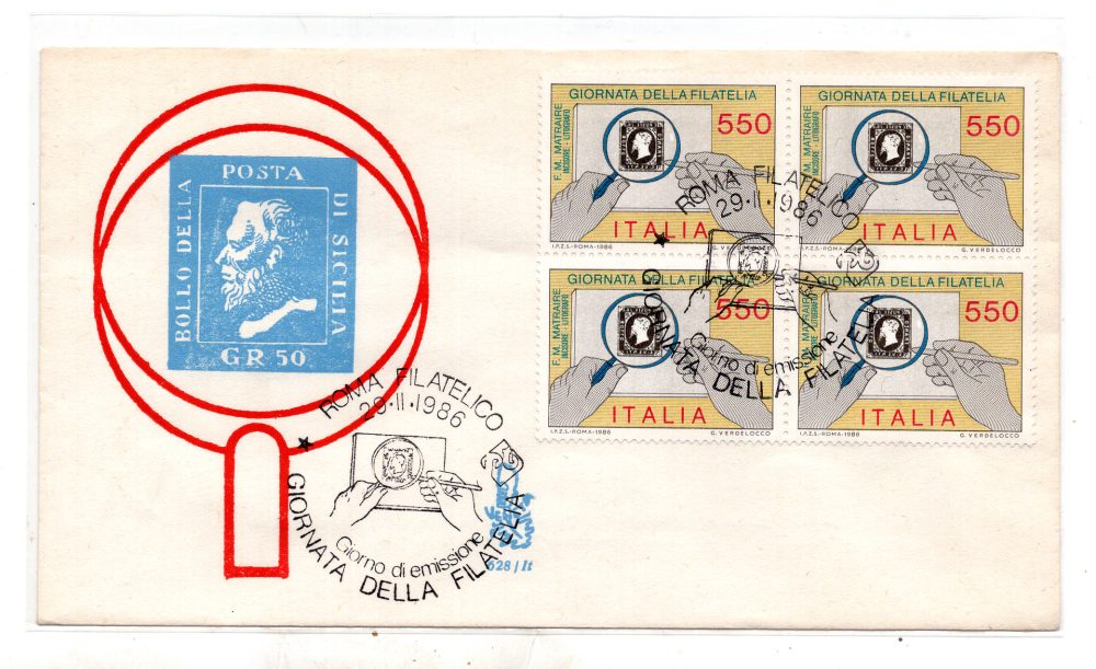 Italia FDC Venetia 1986 Gior. Filatelia quartina non viaggiata