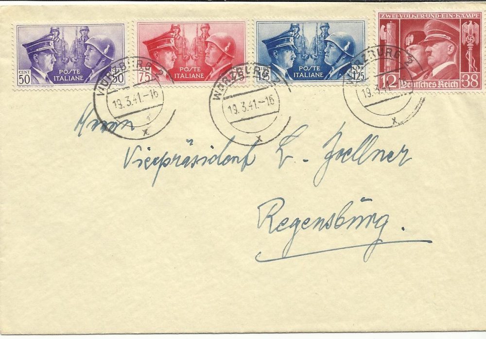 Fratellanza + francobollo di Germania su busta