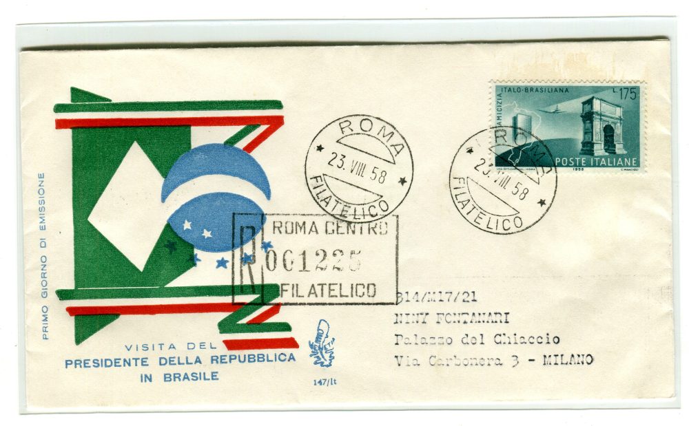 Italia FDC Venetia 1958 Siracusana Lit. 1, 50 e 90  viaggiata Racc. per l'Italia