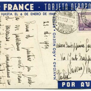 Air France - Cartolina augurale a tariffa ridotta spedita dall'Argentina
