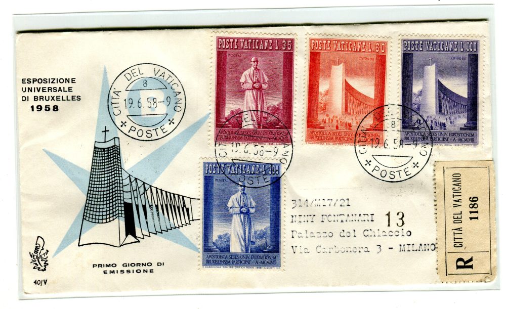 Vaticano FDC Venetia 1958 Canova  viaggiata Racc. per l'Italia