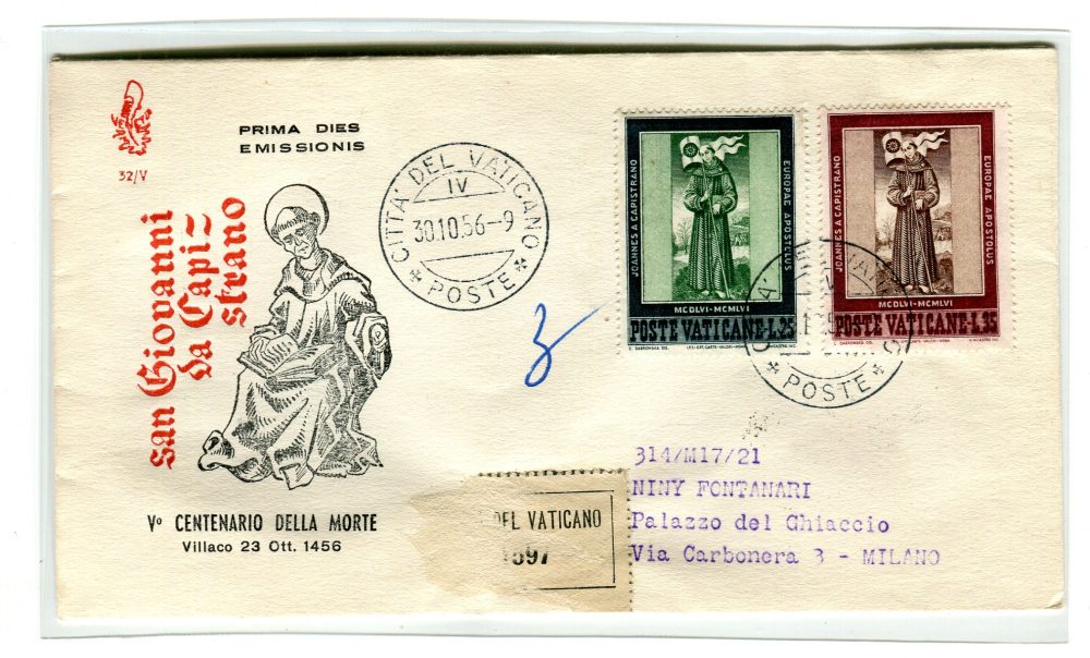 Vaticano FDC Venetia 1958 Canova  viaggiata Racc. per l'Italia