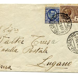 Fratellanza Cent.75 n.456 striscia di 3 su retro busta racc.Venezia-Capodistria