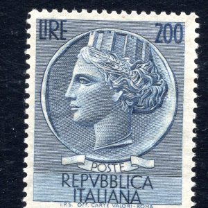 Siracusana Lire 200, filigrana ruota varietà gomma recto-verso