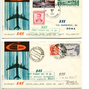 Aviazione 1947/1948 - Lotto di sei buste affrancate con erinnofili