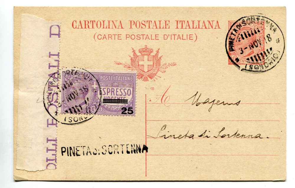 Fratellanza Cent.75 n.456 striscia di 3 su retro busta racc.Venezia-Capodistria