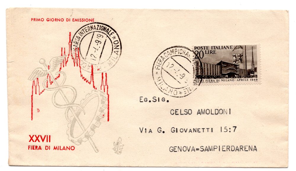 Milano '49 n. 598 su busta Venetia non viaggiata