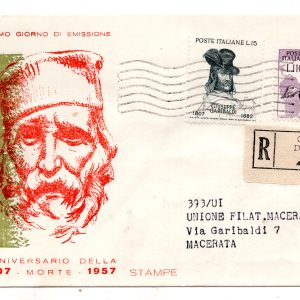 Italia FDC Venetia 1957 Garibaldi  viaggiata Racc. per l'Italia