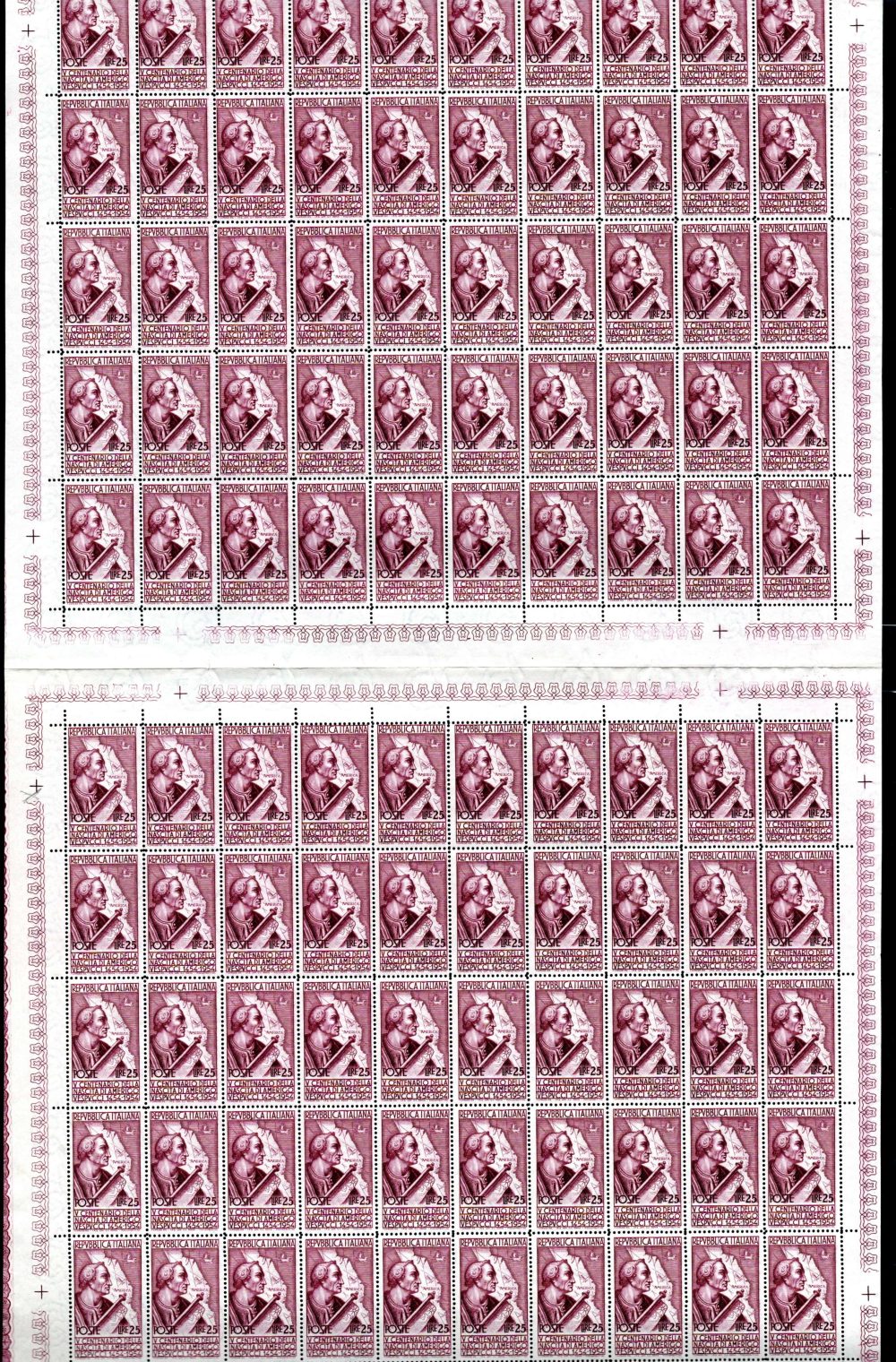 Vespucci dentellatura 13,1/4 x 14 - 100 serie complete