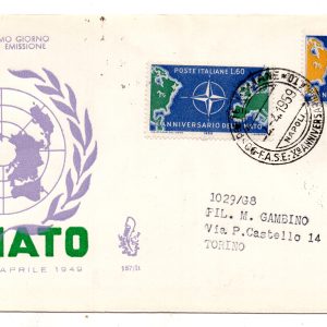 Italia FDC Venetia 1959 NATO  viaggiata Racc. per l'Italia