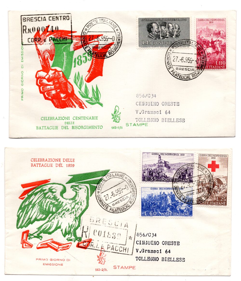 Italia FDC Venetia 1959 Centenario Sicilia  non viaggiata