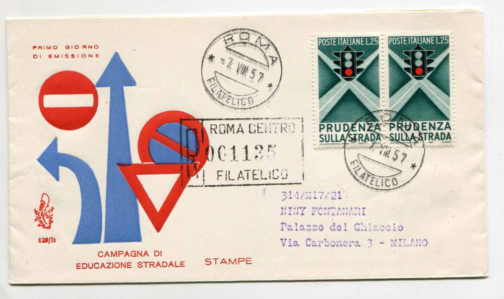 Cortina '56 serie completa su busta Venetia racc.