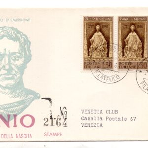 Italia FDC Venetia 1961 Plinio striscia di tre viaggiata Racc. per l'Italia