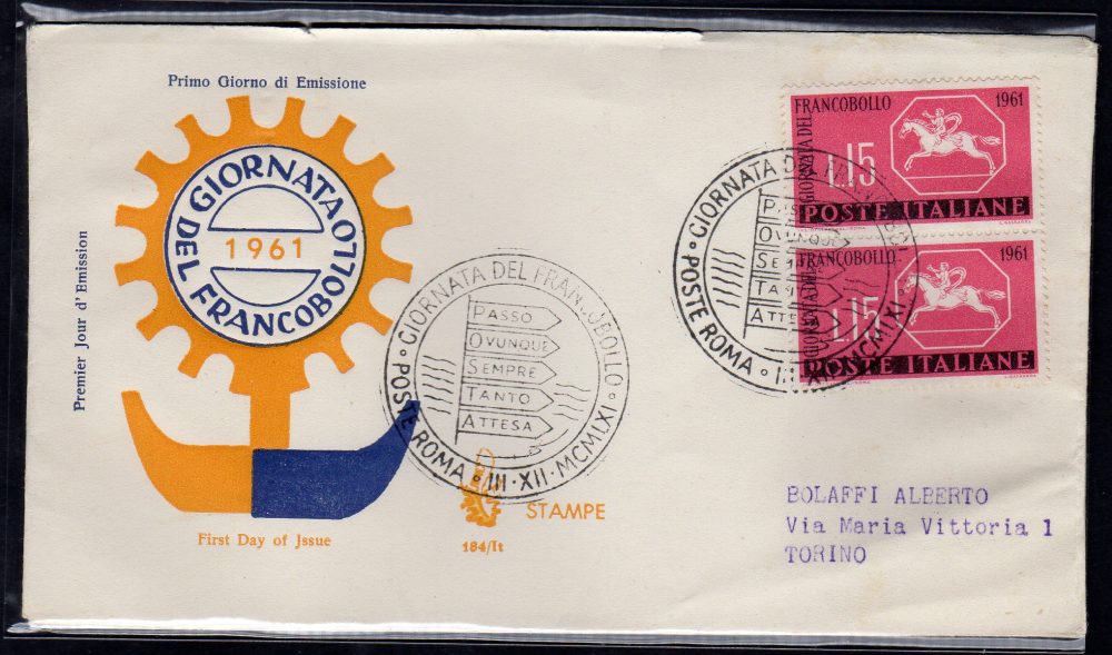 Italia FDC Venetia 1961 Romagnosi striscia di tre viaggiata per l'Italia