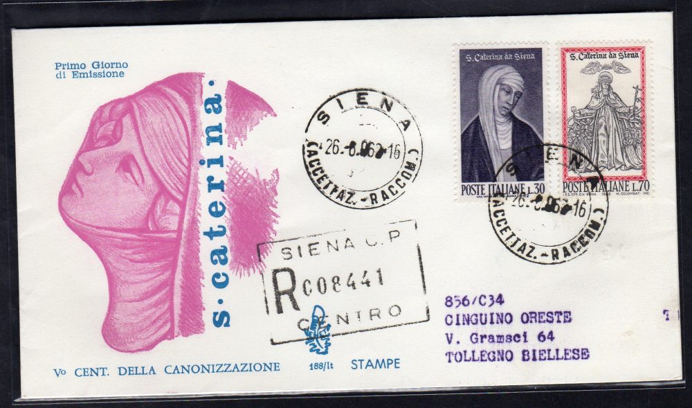 Italia FDC Venetia 1961 Romagnosi striscia di tre viaggiata per l'Italia