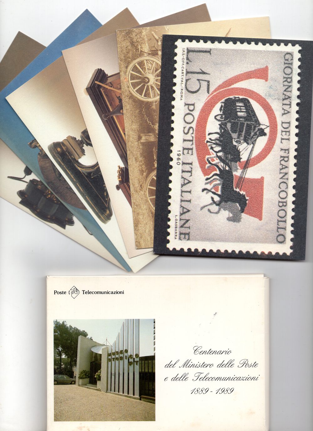 Sei cartoline commemorative del museo postale in occasione del centenario