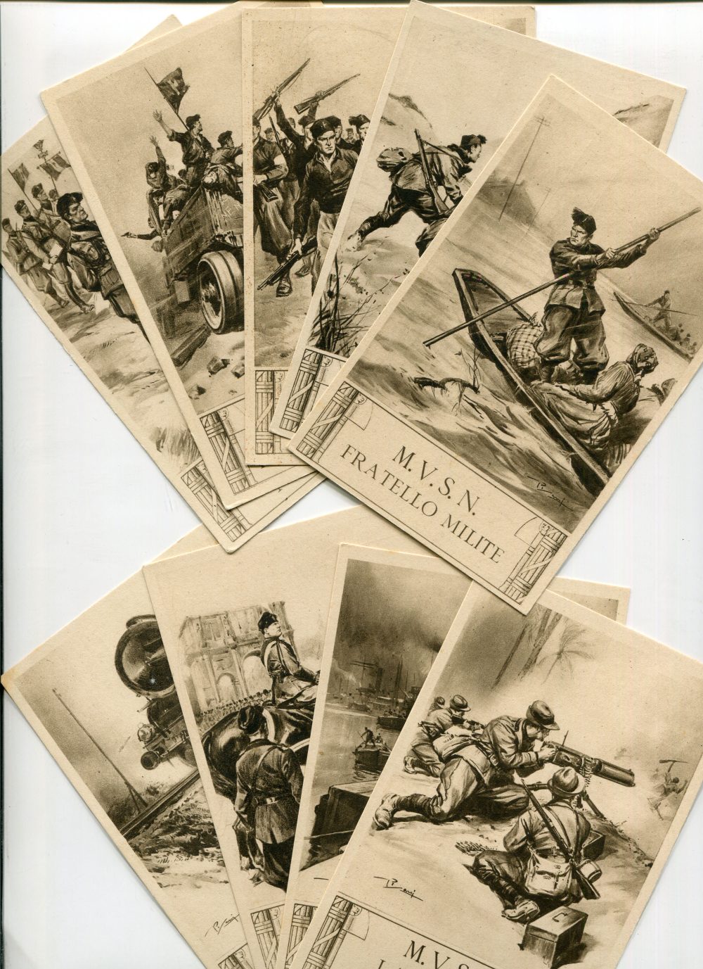 M.V.S.N. - 10 cartoline per le diverse Milizie