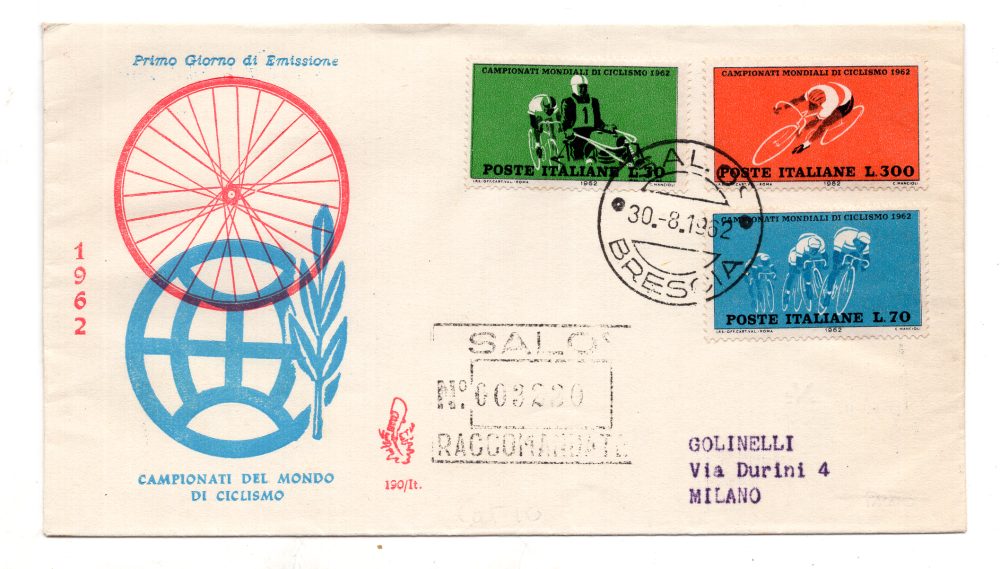 Italia FDC Venetia 1962 Ciclismo  viaggiata Racc. Italia