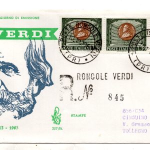 Italia FDC Venetia 1963 Verdi striscia di tre viaggiata Racc. per l'Italia