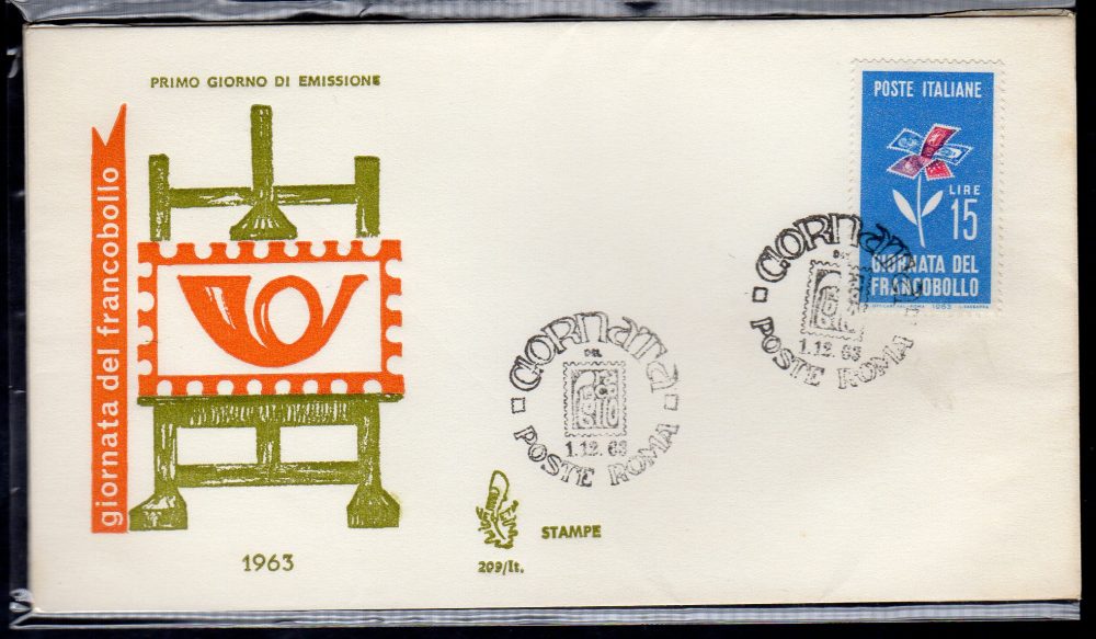 Italia FDC Venetia 1963 Mascagni striscia di tre viaggiata Racc. per l'Italia