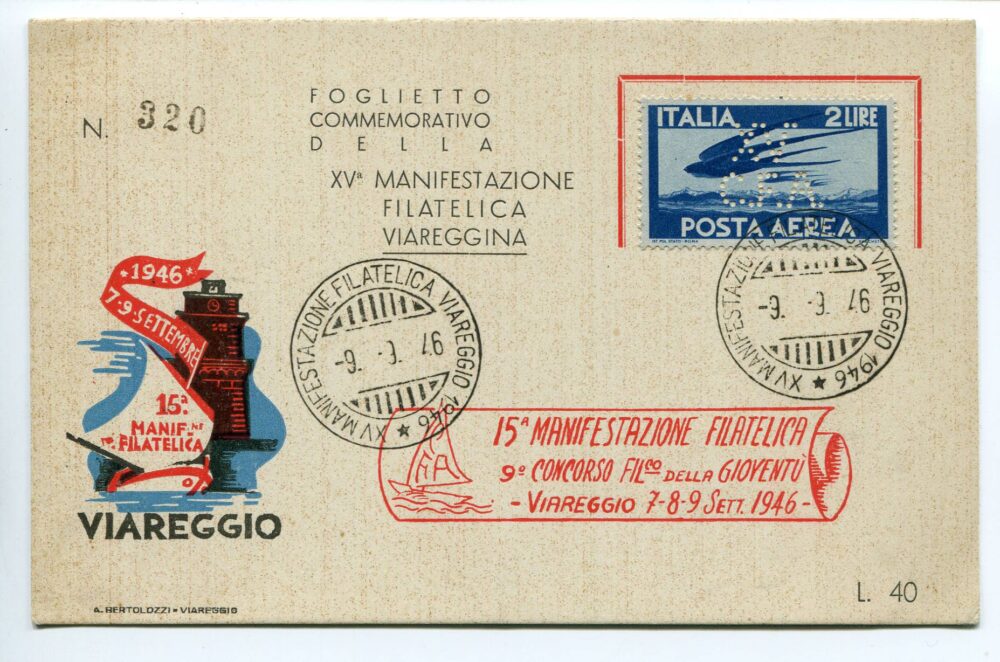 Viareggio - Cartolina commemorativa della XV° Manifestazione Filatelica